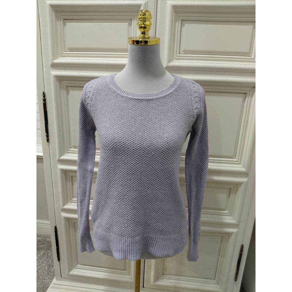 LOFT womens grey sweater cotton viscose wool size small tight knit